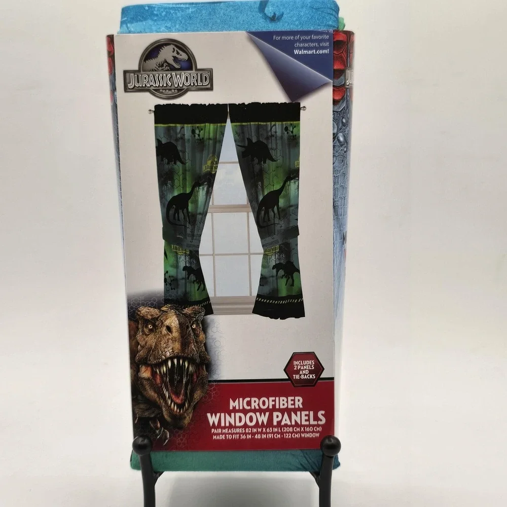 Jurassic World Microfiber Window Panels Kids Dino Curtains Green 82x63 Franco
